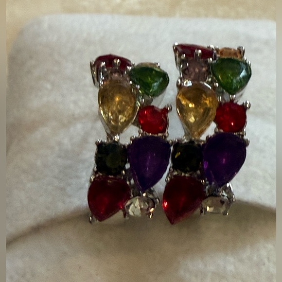Multicolor CZ Pierced Hoop Earrings – Brand New - Picture 9 of 10